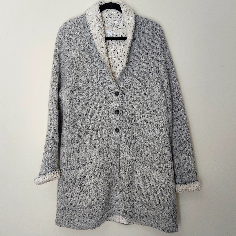 J. Jill Gray 3 Button Cardigan Knit Sweater Size 1X